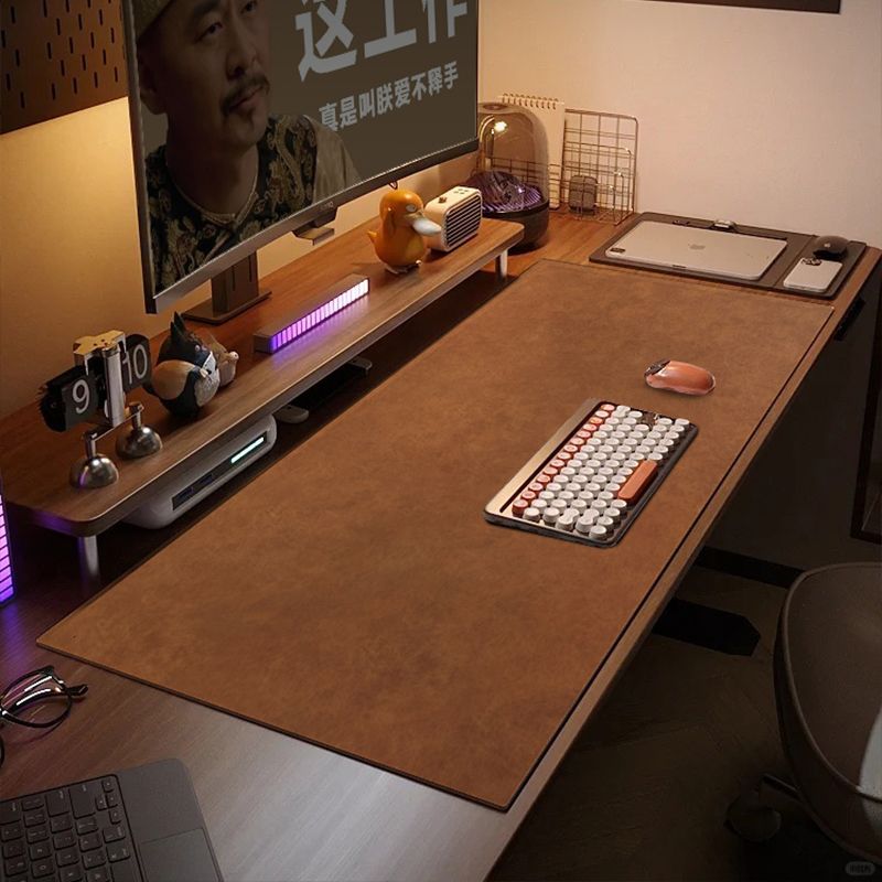 双面牛皮纹高端电脑办公桌垫复古牛皮鼠标垫免洗环保写字台桌布