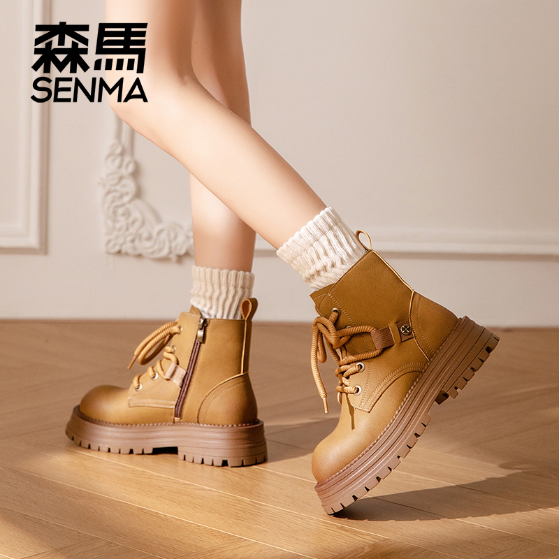 SENMA/森马女款休闲马丁靴ins港风原创高帮时尚百搭小众秋冬爆款
