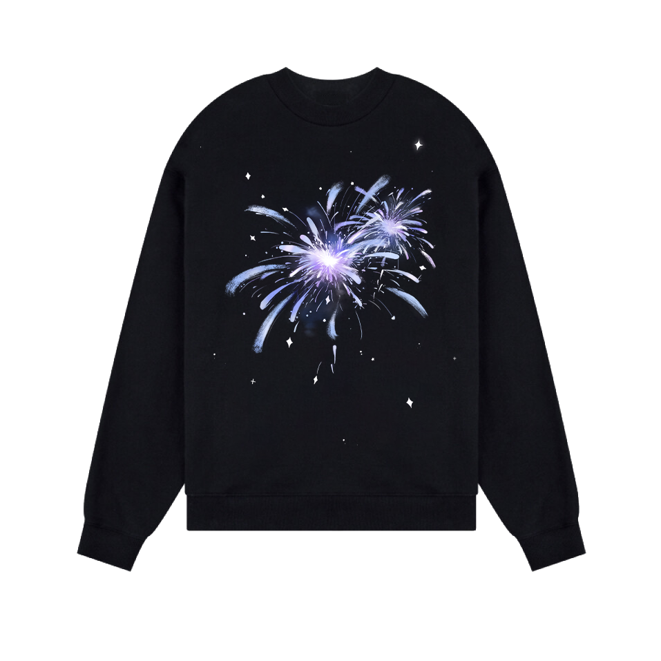 STARKE MICH 秋冬厚款喷绘艺术潮流印花纯棉黑色长袖卫衣