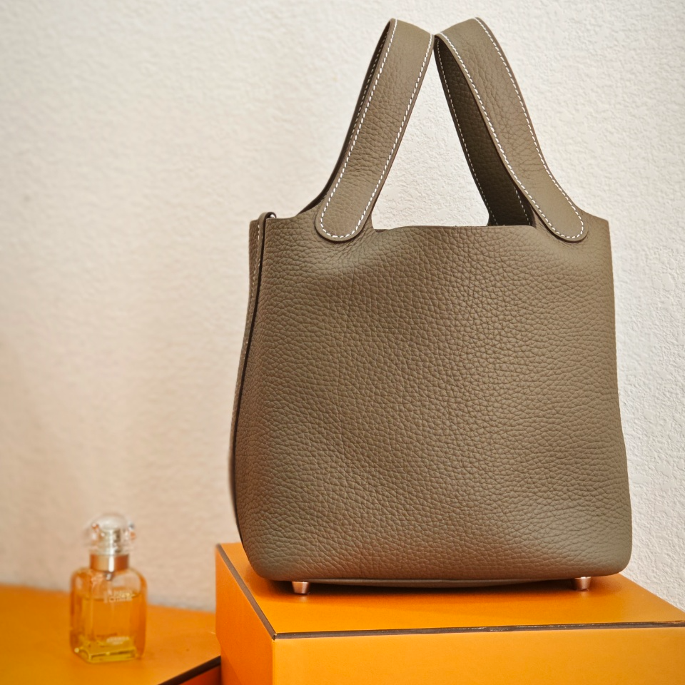99新 Hermes/爱马仕 菜篮子 22 大象灰银扣 Y刻