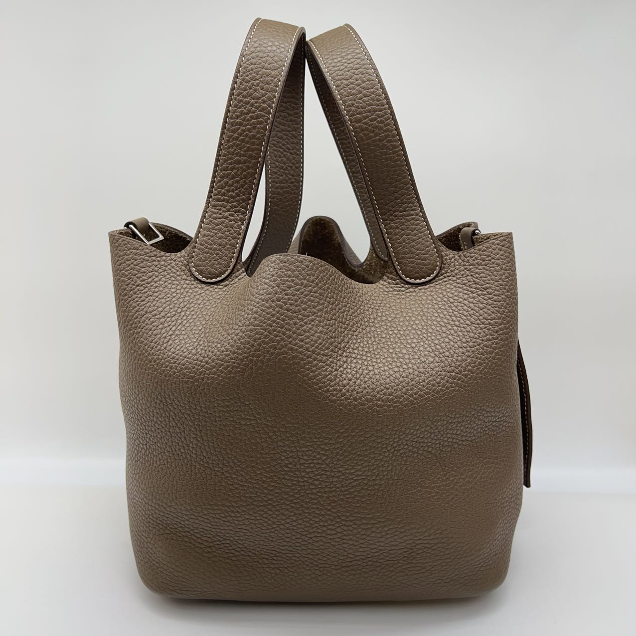 99新 Hermes/爱马仕 菜篮子22 大象灰 银扣 tc皮 Y刻