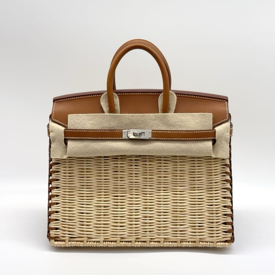 全新未使用 Hermes/爱马仕 birkin25 金棕银 picnic B刻