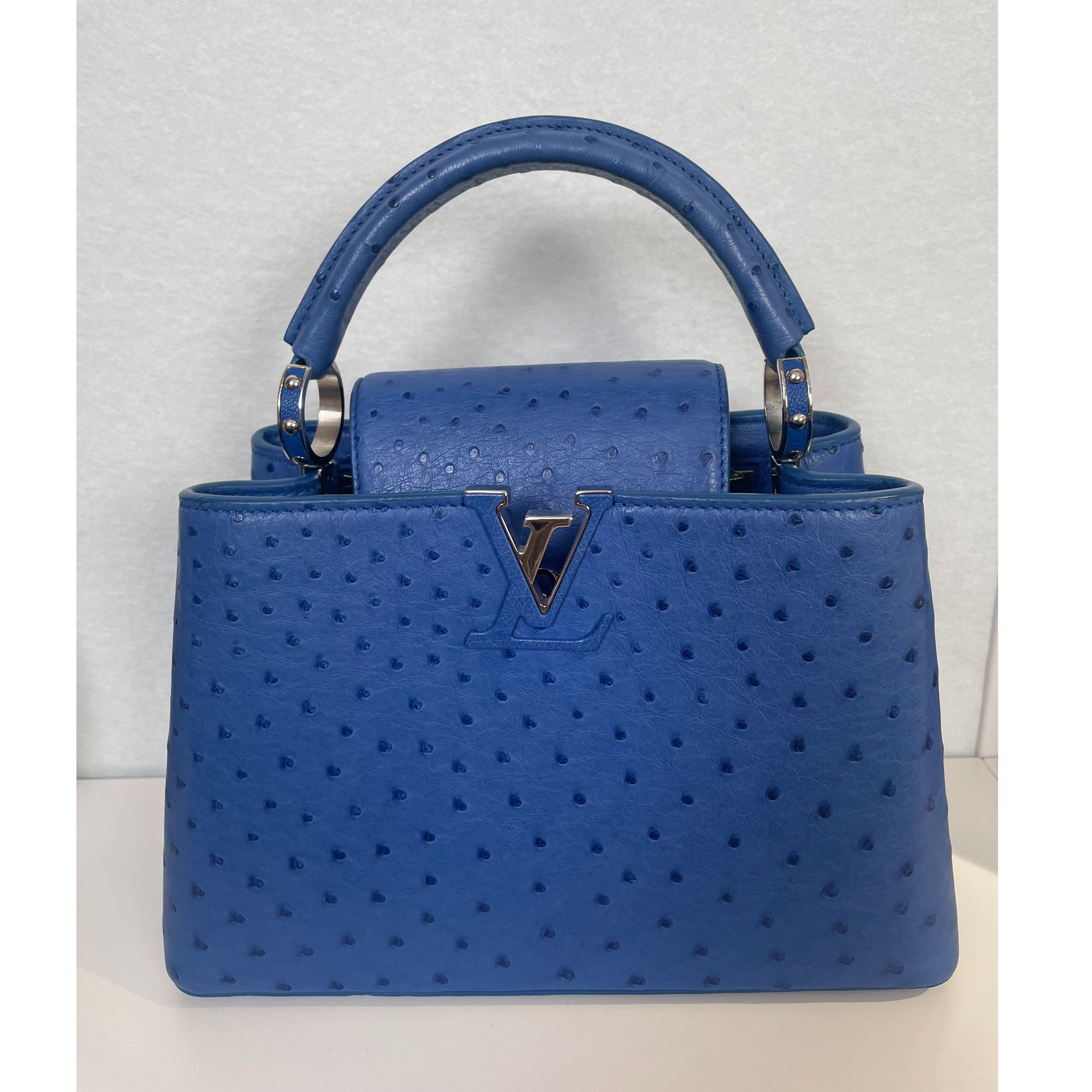 99新 LV LV capucinse 蓝色鸵鸟