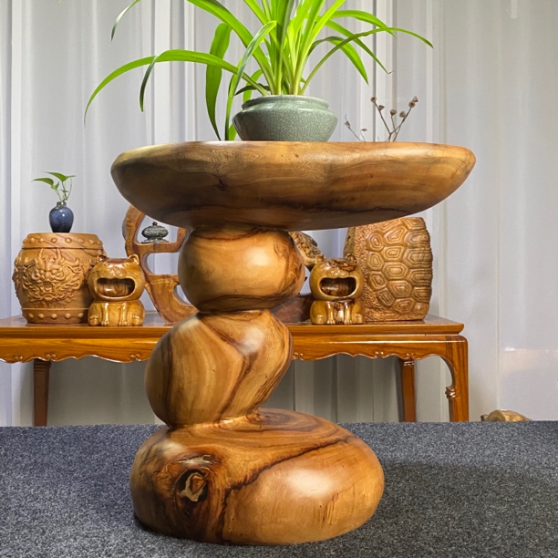 大号实木整料圆木墩空心小边几自然风风化开裂属正常现象介意慎拍