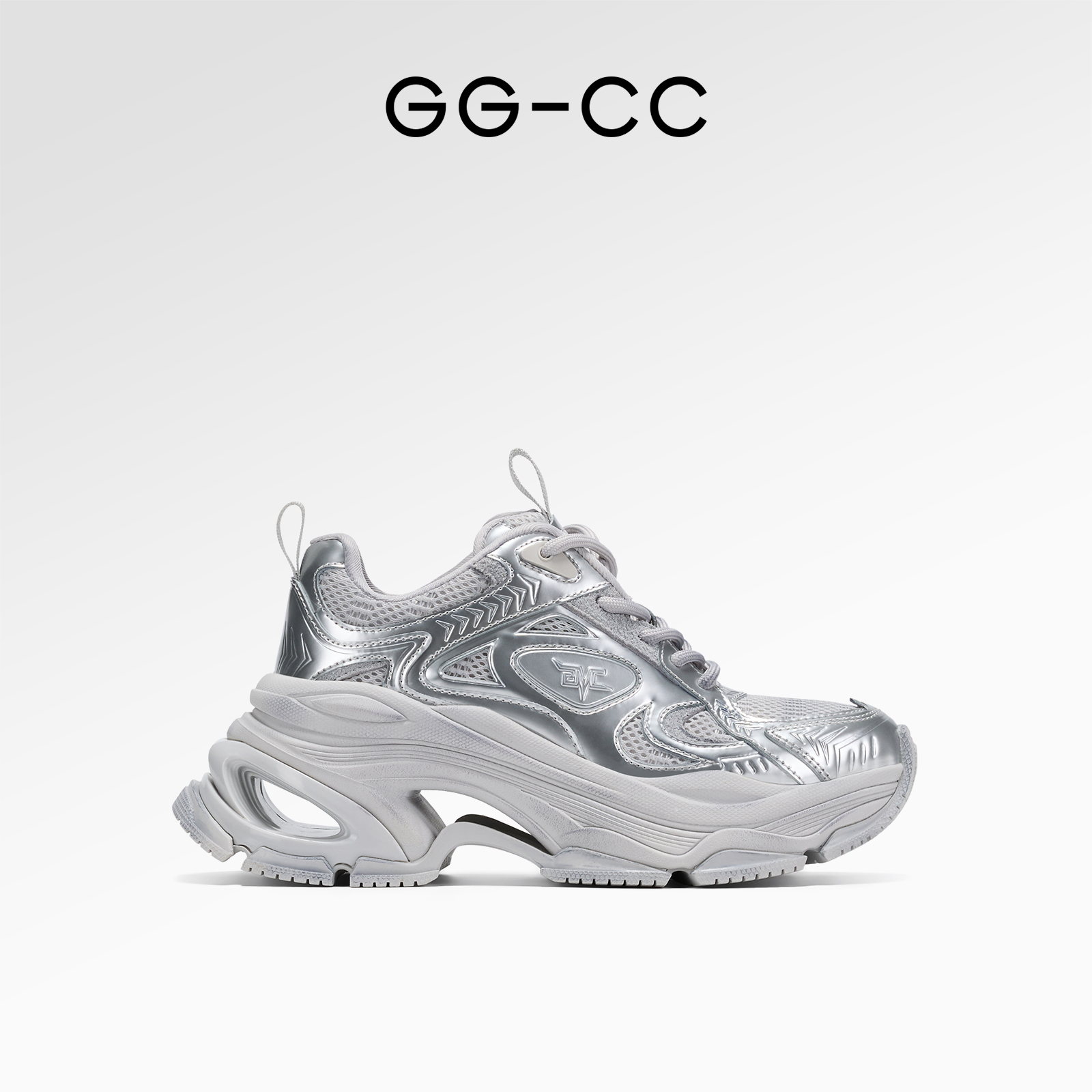 【白鹿同款】GG-CC独立星球2025年秋季厚底银色系带脏脏休闲鞋9833