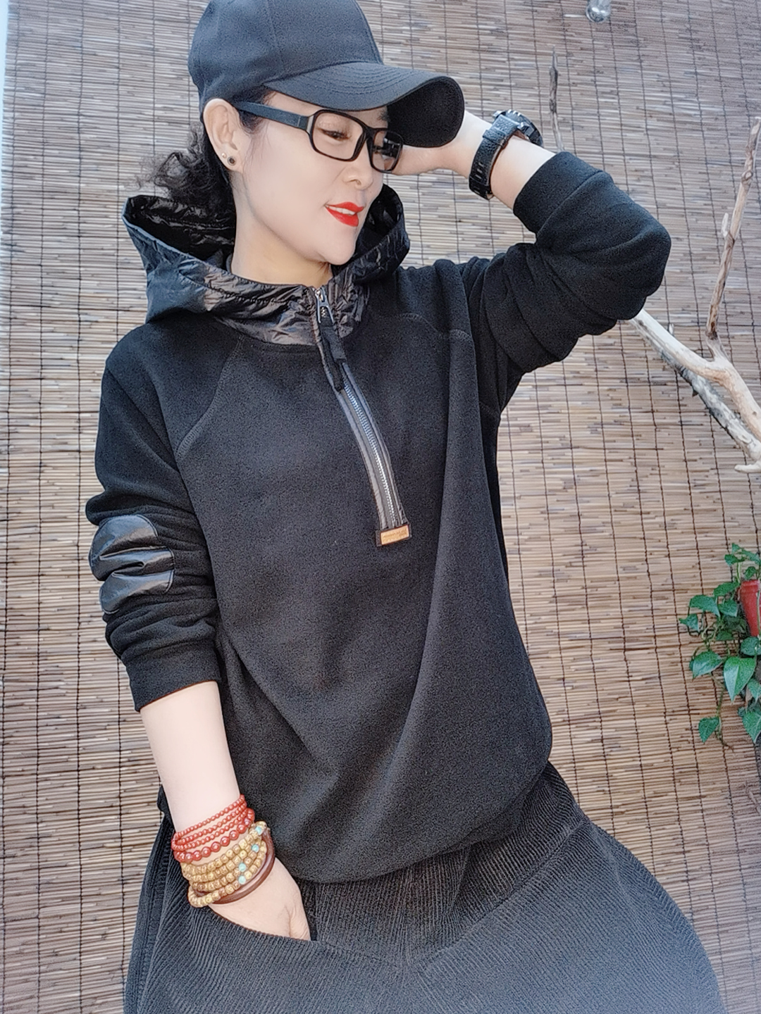 休闲时尚百搭双面德绒帽衫