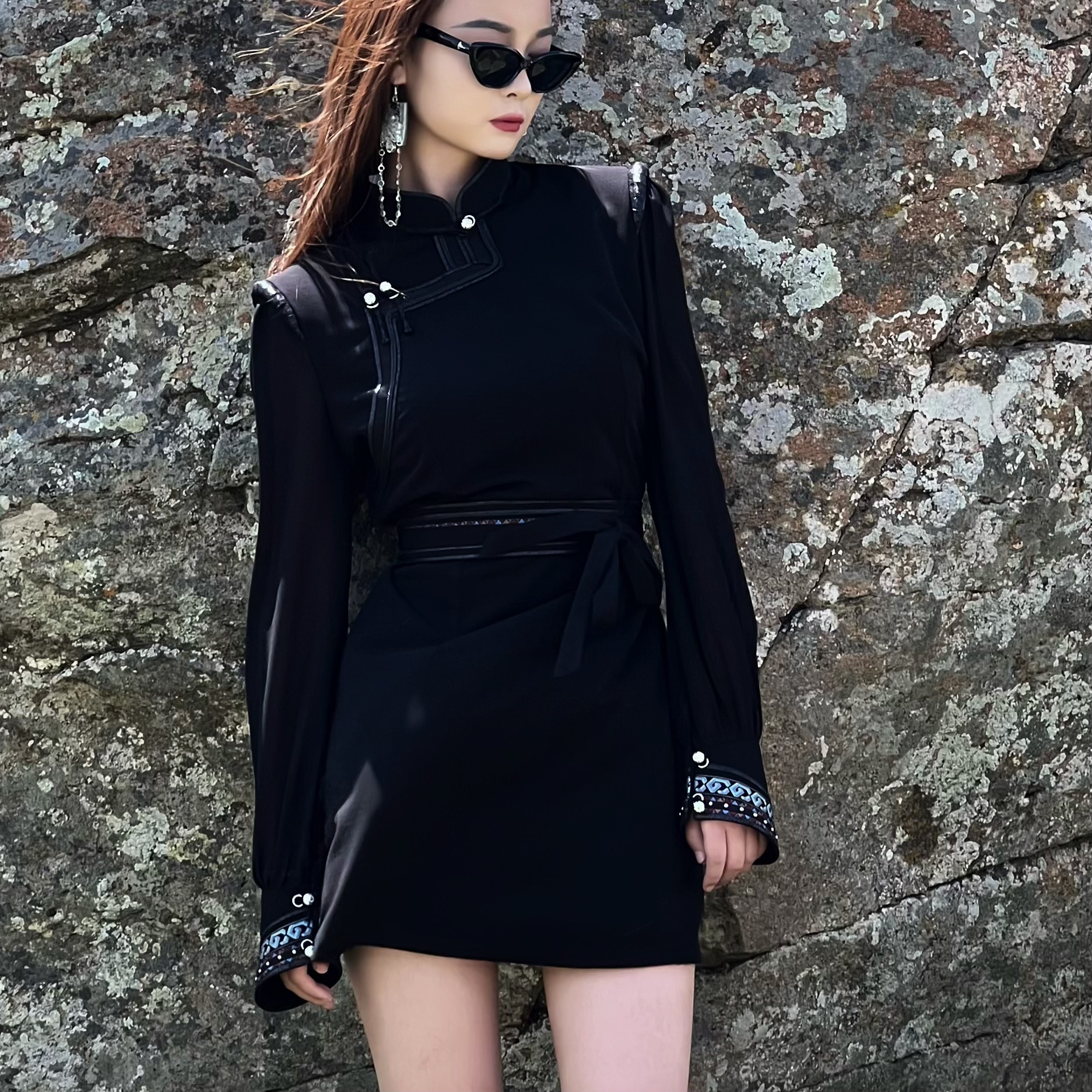  【卓日雅】3311民族风设计款女装连衣裙（配送腰带）