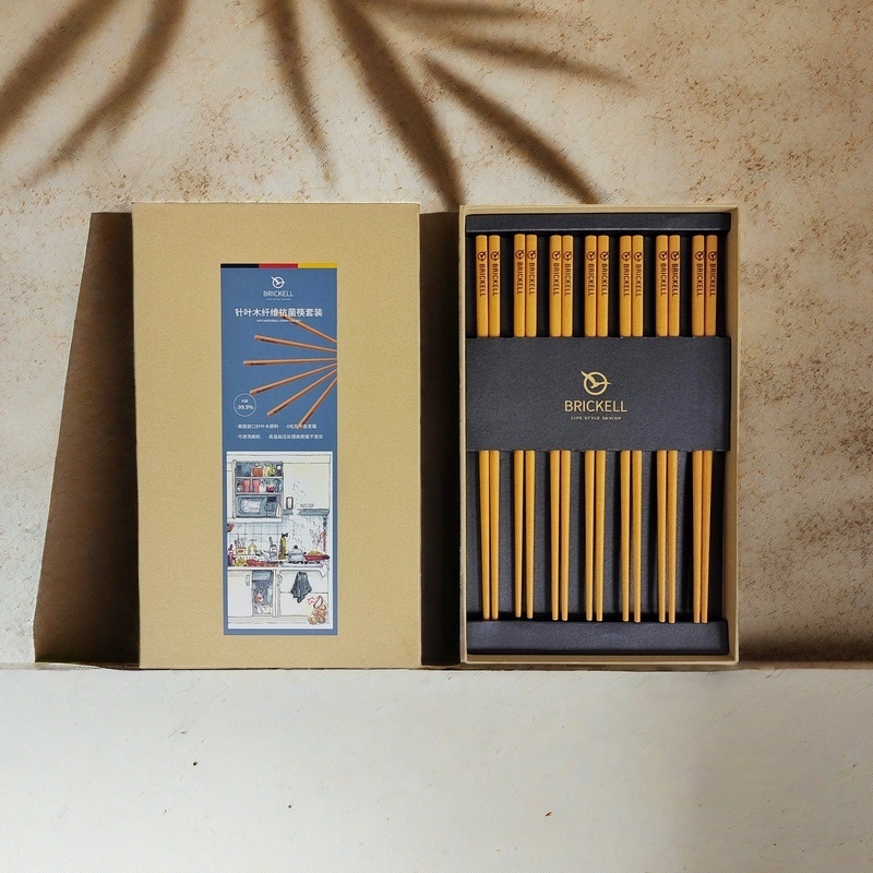 BRICKELL家用高档抗菌防霉新款针叶木纤维抗菌筷套装防滑防滑