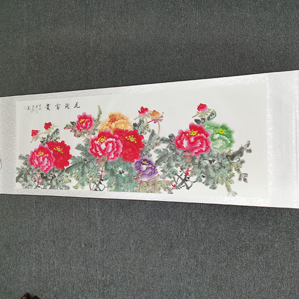 【六尺牡丹】手工横版尺寸2.1米×72公分国画