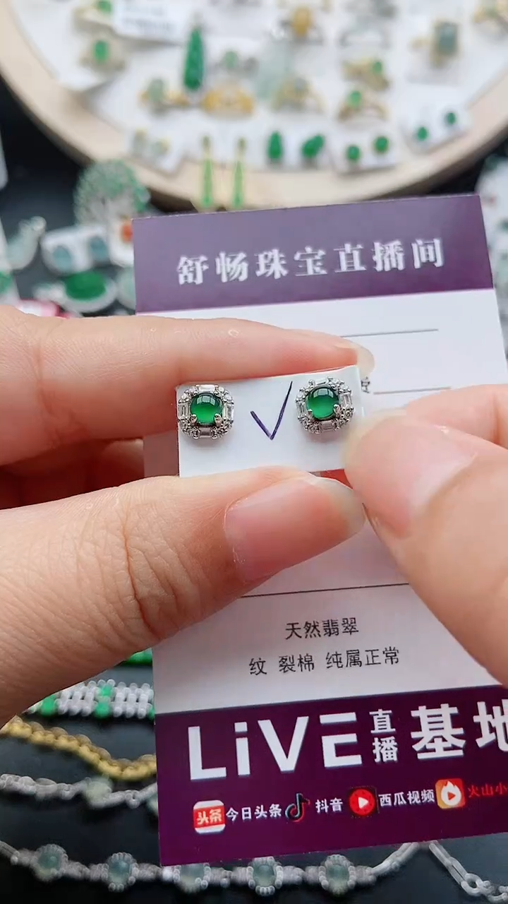【闪购商品】翡翠耳饰银S925镶嵌1111