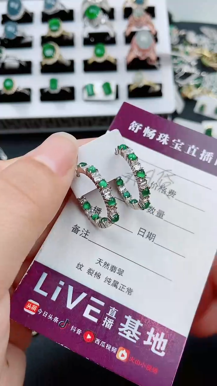 【闪购商品】翡翠耳饰银S925镶嵌1