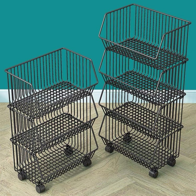 厨房置物架多层落地家用可移动小推车果蔬菜篮子零食玩具收纳架