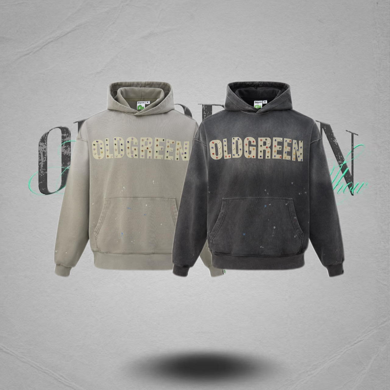 OLDGREEN 个性镶钻简约美式高街休闲 宝石卫衣