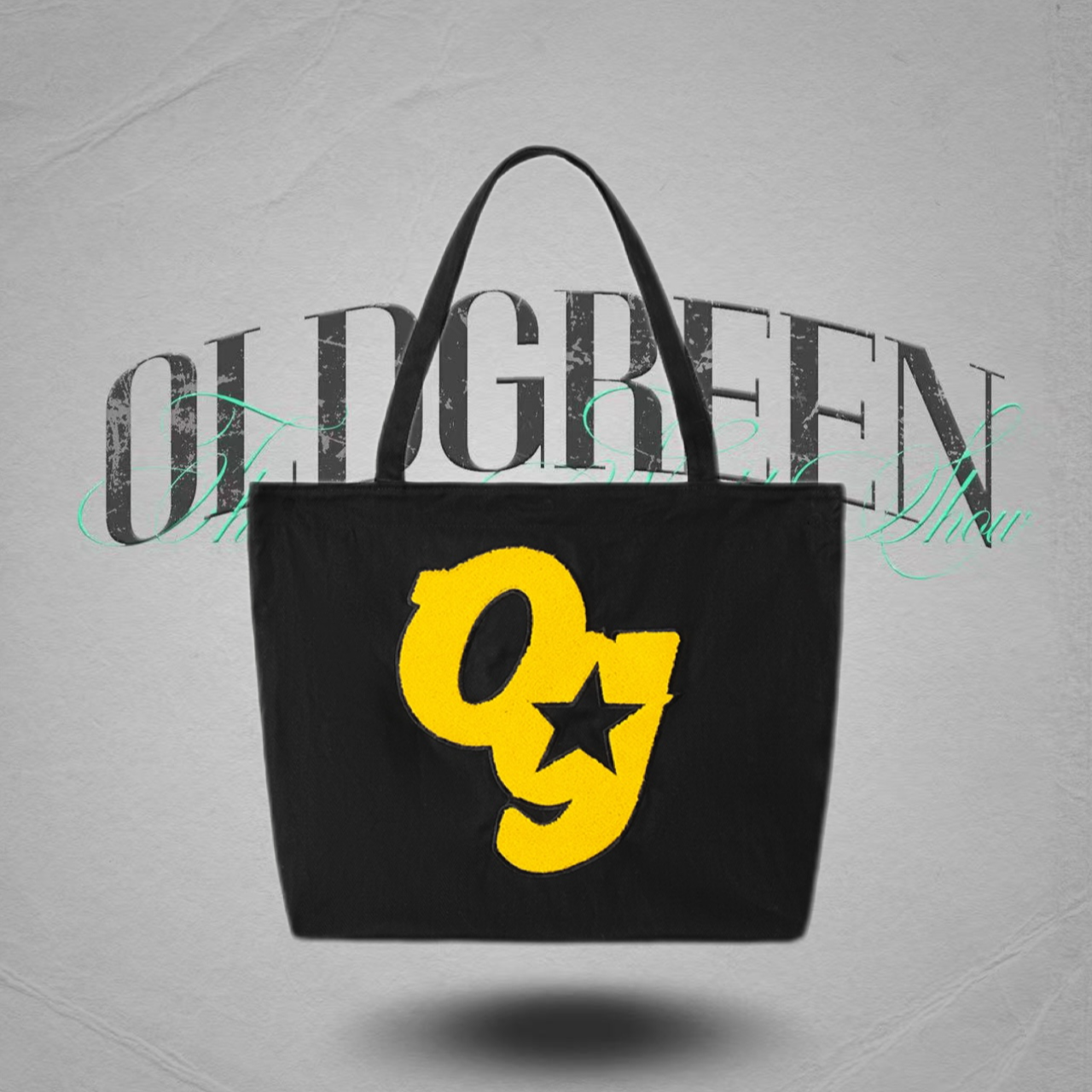 OLDGREEN 毛巾绣休闲简约学生大号单肩户外托特包