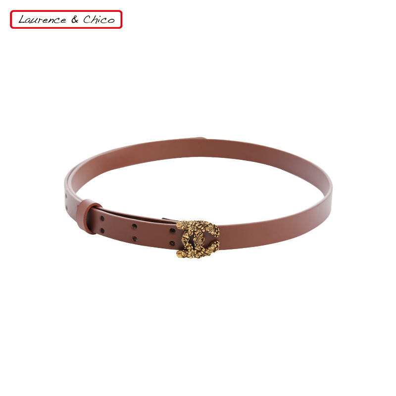 【CHICO专属】复古植物花 LC Logo窄腰带C2AE30234008