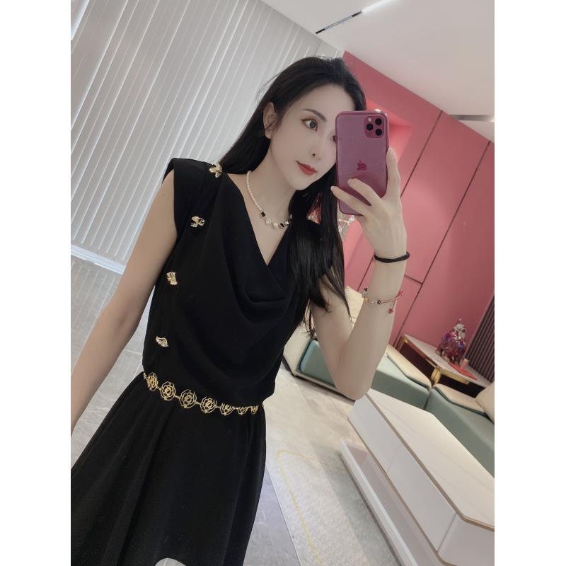 【气质非凡】堆堆领腰链百褶拼色连衣裙（YL63）6661（4.7）