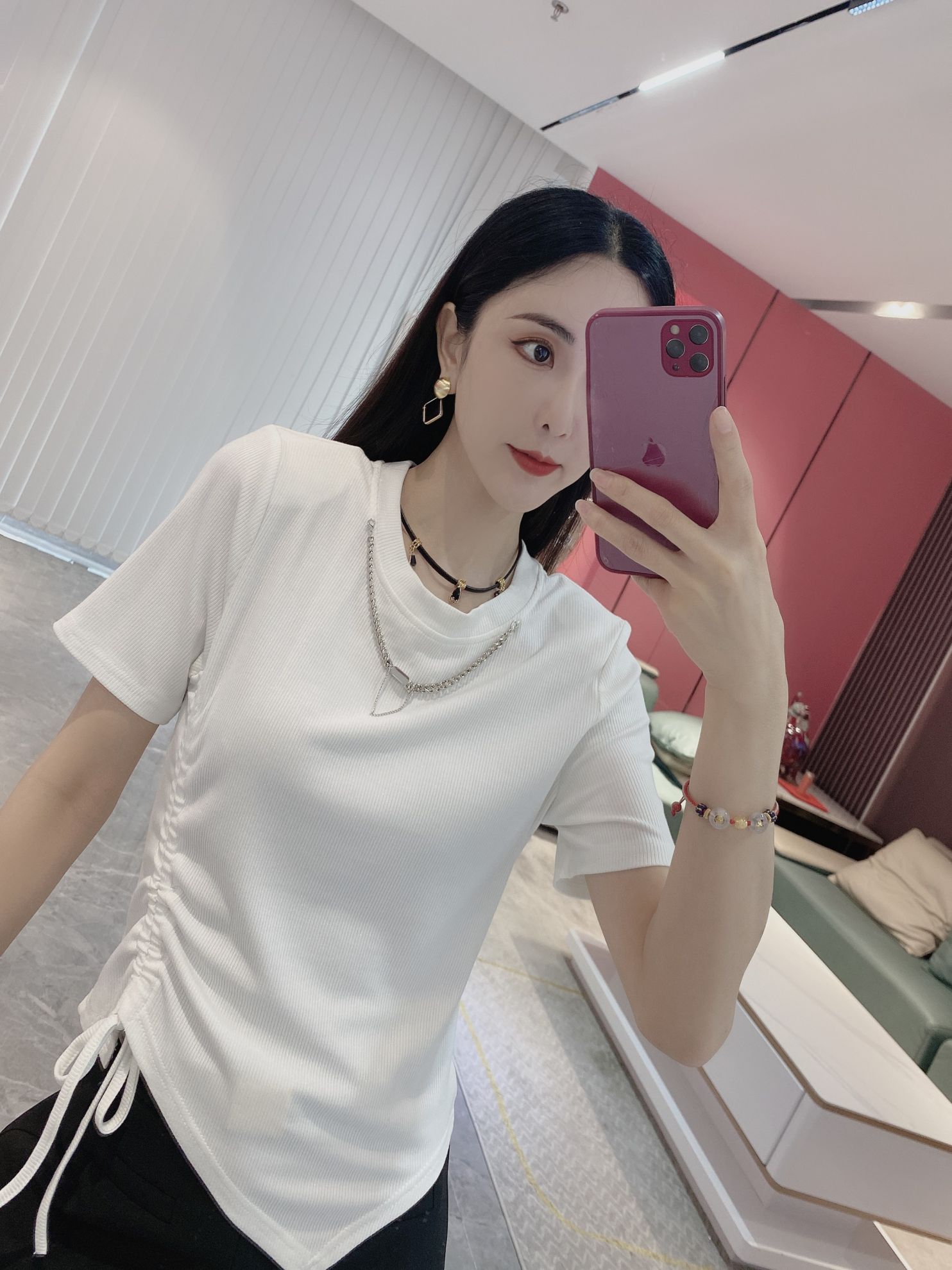 （风景）链条抽绳百搭T恤068