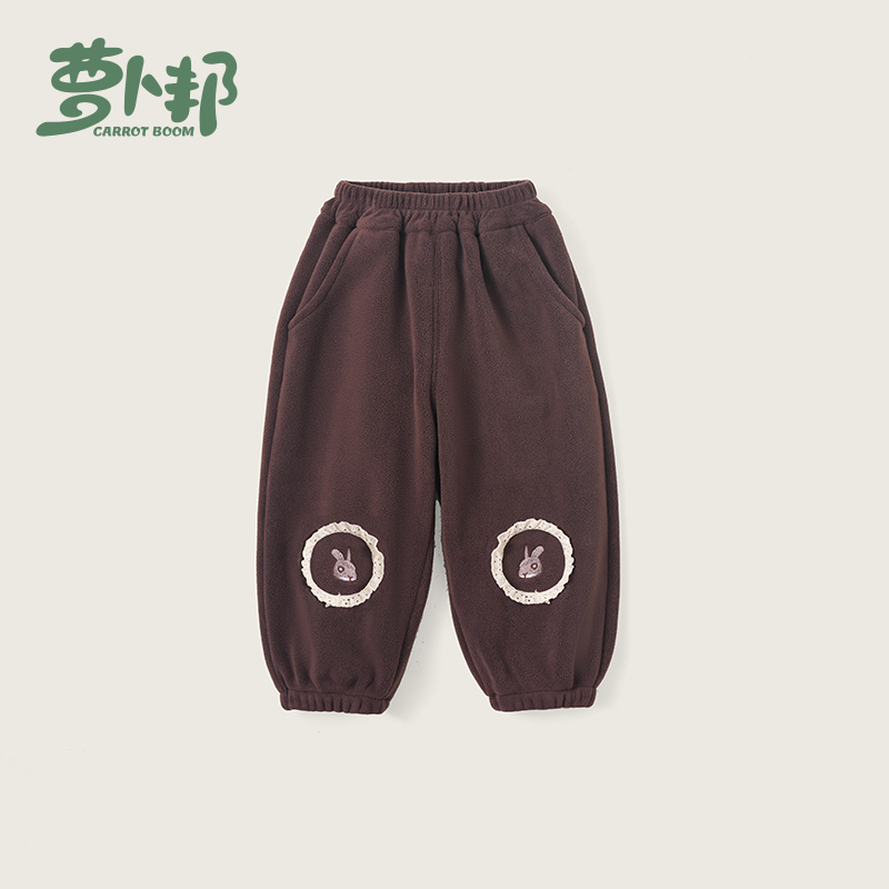 D6362女童秋冬季加绒裤子2025新款洋气可爱裤子刺绣冬款休闲卫裤