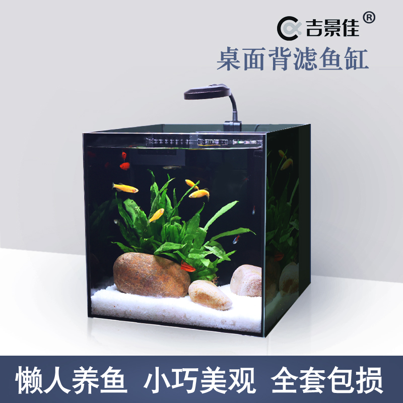 新奇宠物迷你小型桌面背滤缸金晶超白玻璃缸桌面水族箱生态鱼缸
