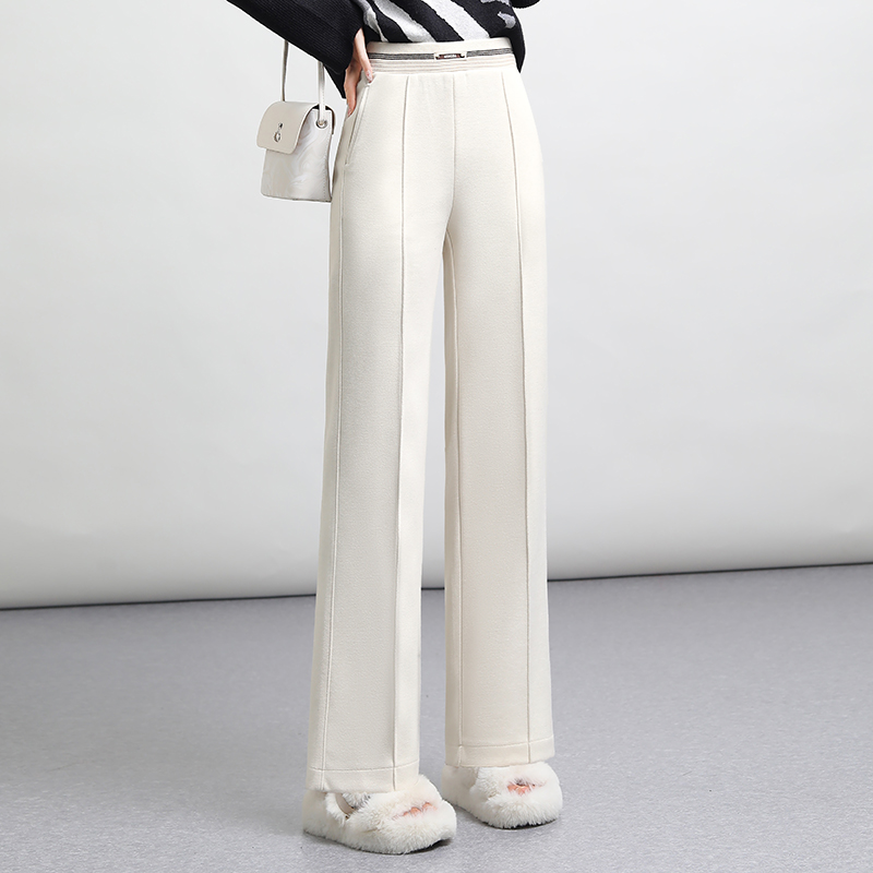 高级感垂感宽松西装阔腿裤女秋冬2024新款高腰窄版白色直筒裤子女