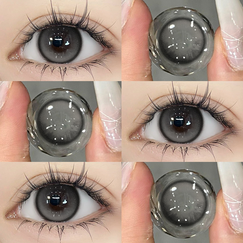 OVOLOOK黑斯克黑冰灰色美瞳甜妹半年抛学生自然小直径隐形眼镜