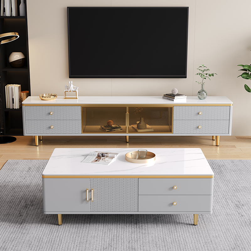 轻奢风岩板茶几电视柜组合儿童客厅家具现代储物小户型带抽屉地柜