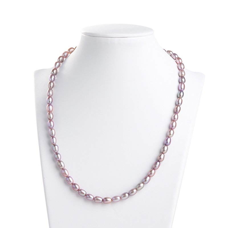 臻佳5-6mm紫色米形珍珠项链