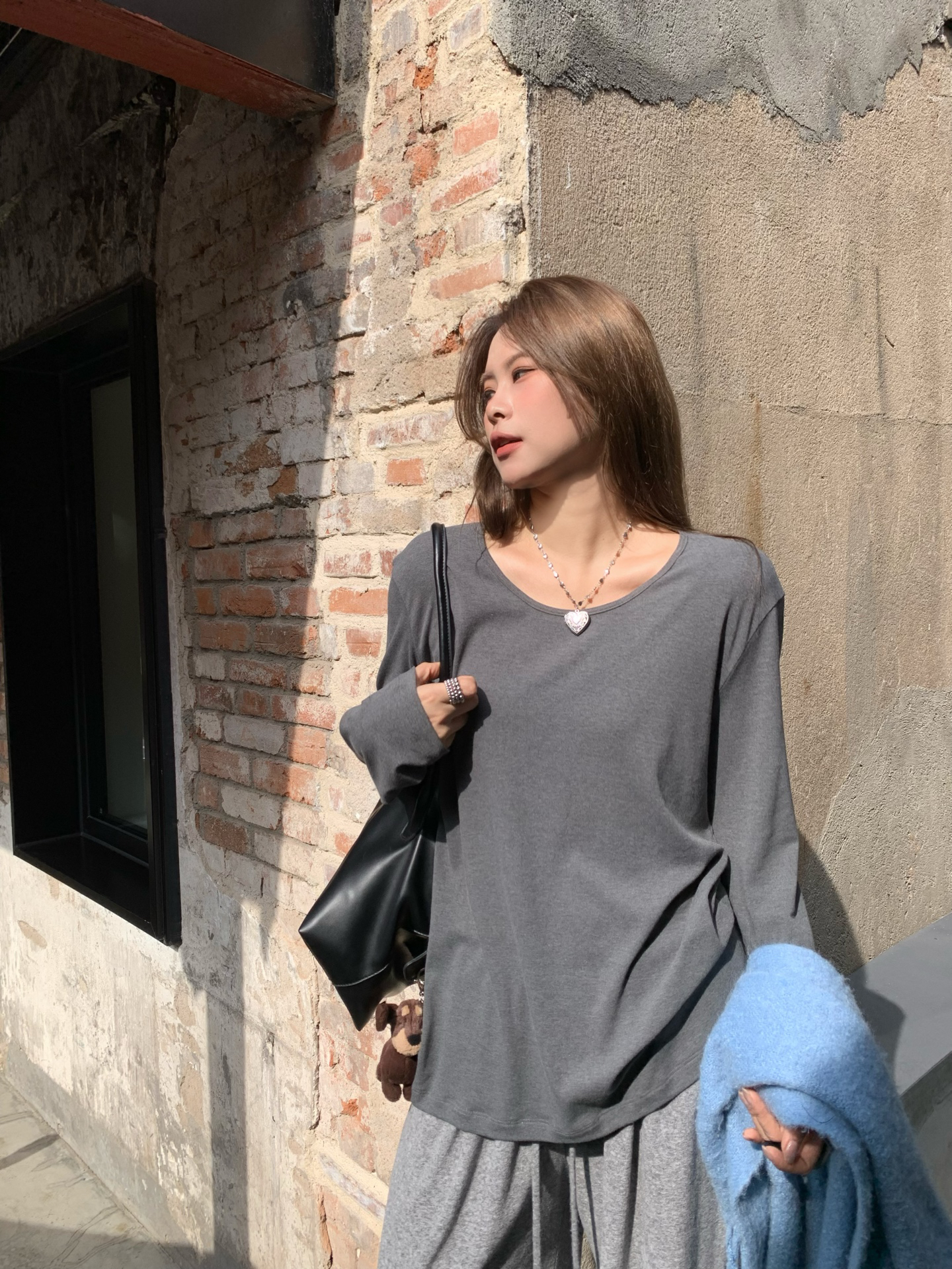 【清清no退换】宅宅athome//温暖底牌 仿羊绒亲肤U领打底衫秋冬t恤