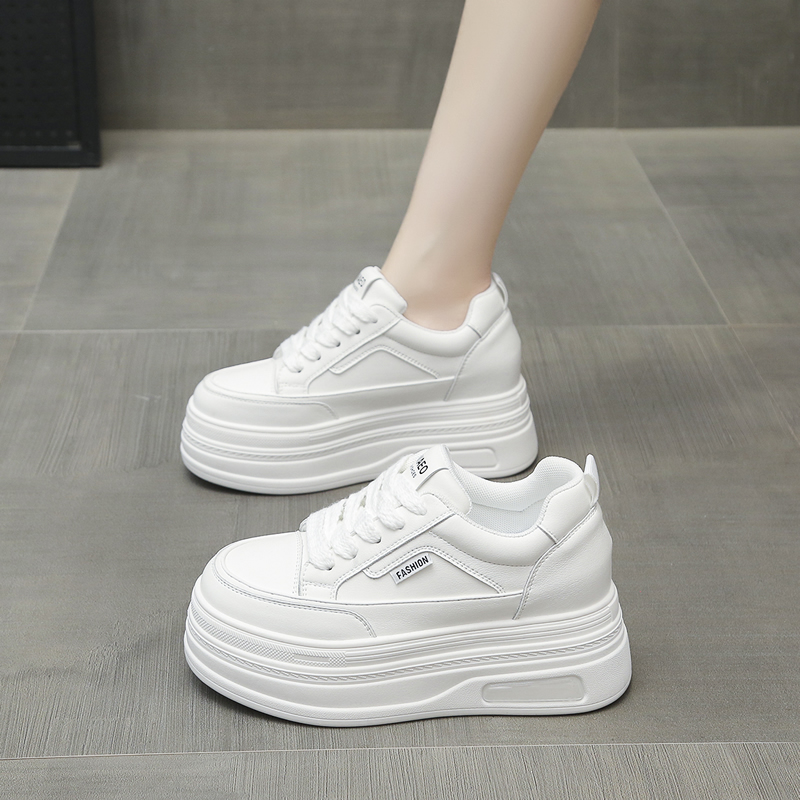 女士增高8CM小白鞋新款小个子百搭内增高厚底松糕底内增休闲鞋