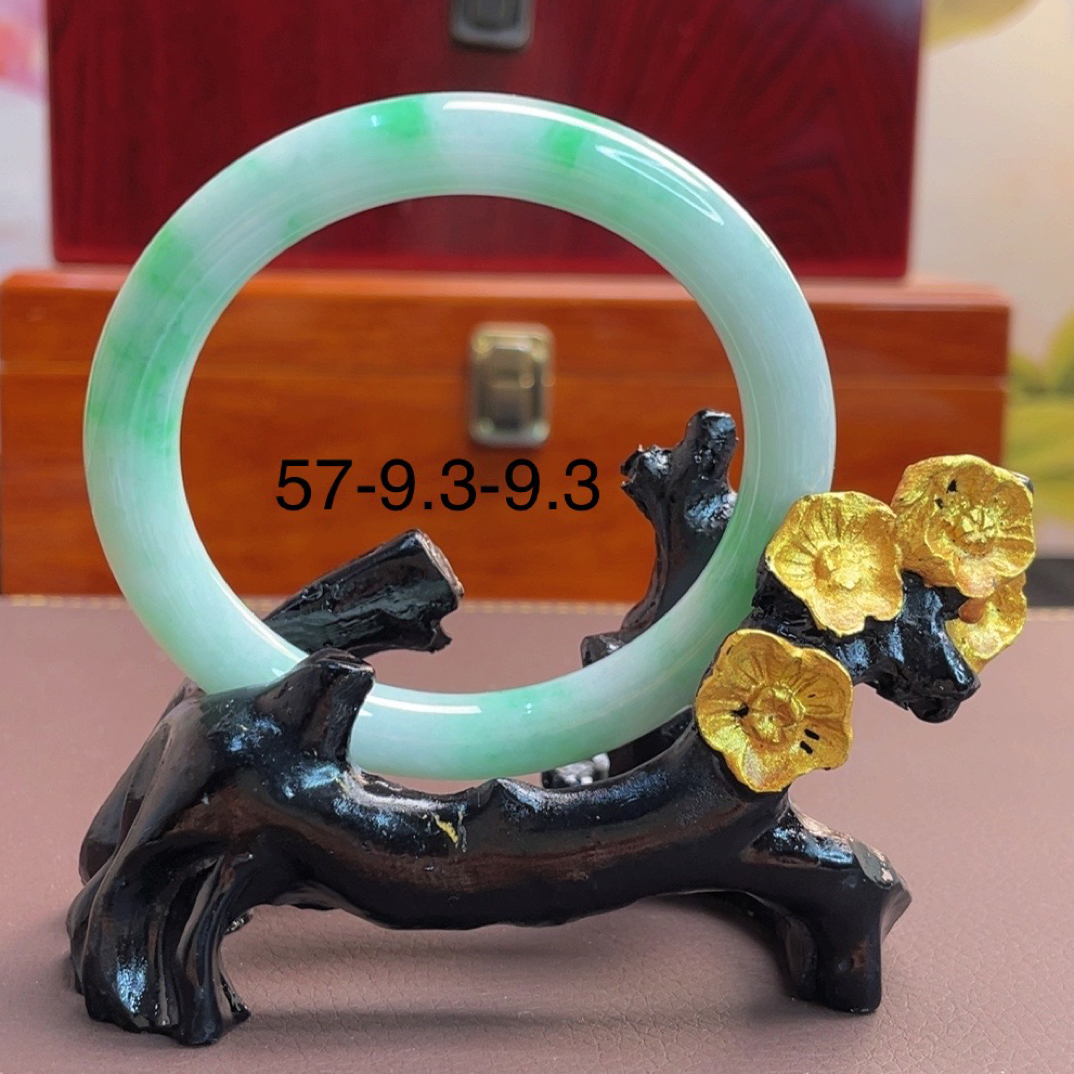 缅甸天然A货翡翠老坑糯冰种飘花圆条57圈种老肉细色阳