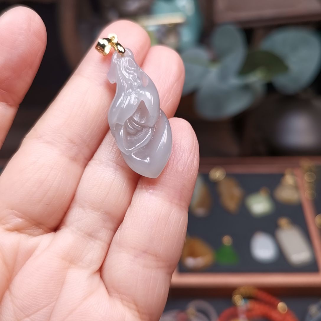 和田玉颈饰银S925镶嵌