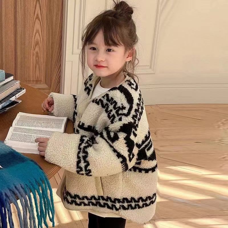 女童两面穿毛毛衣外套棉服