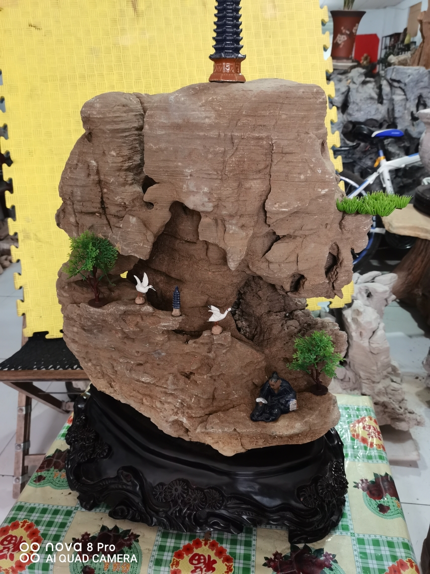 湖北纹石自然石山形石又称北灵璧南太行石 高65长48厚30重约70公