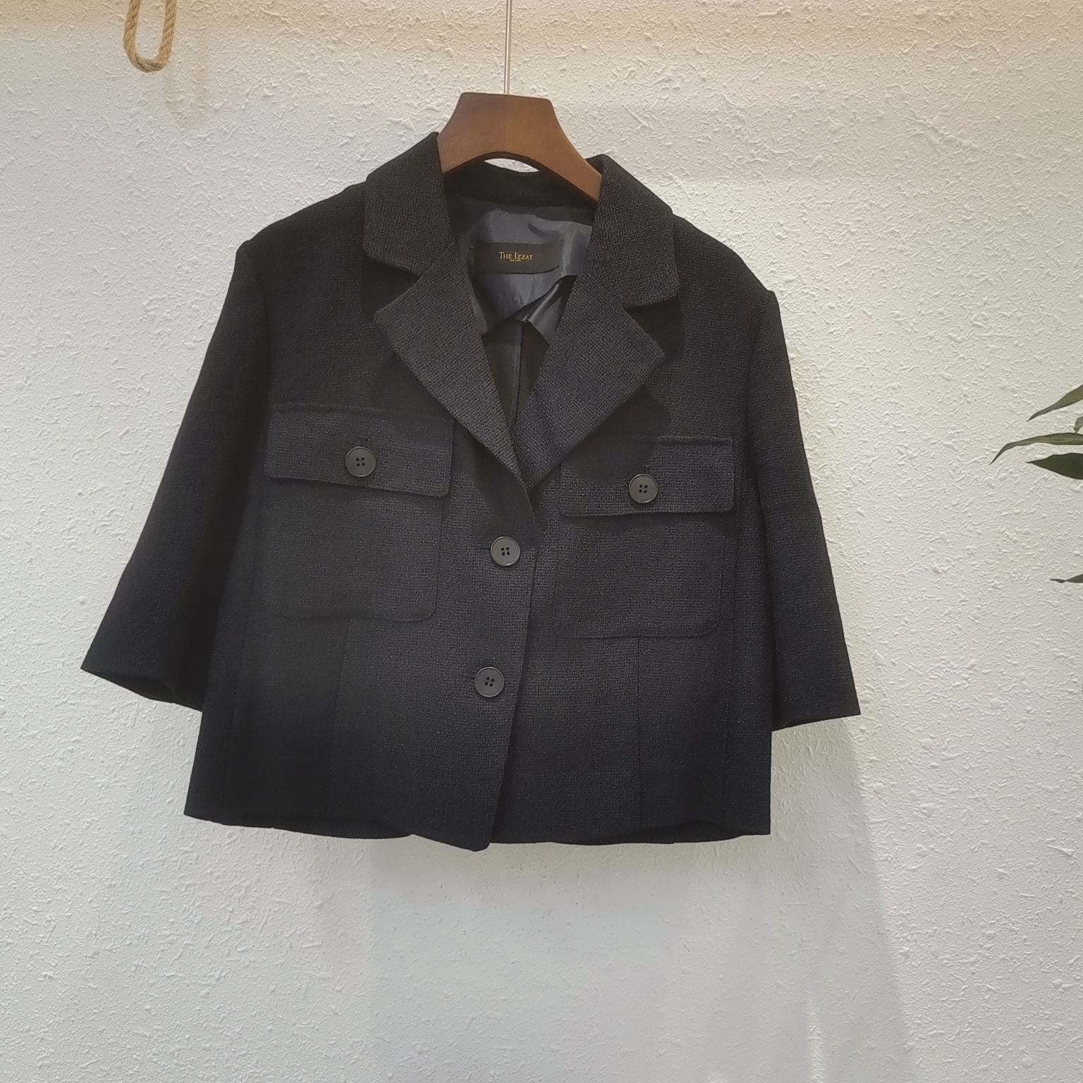 锦诺韩单短款西服小香风外套藏蓝色香风通勤夏季西服