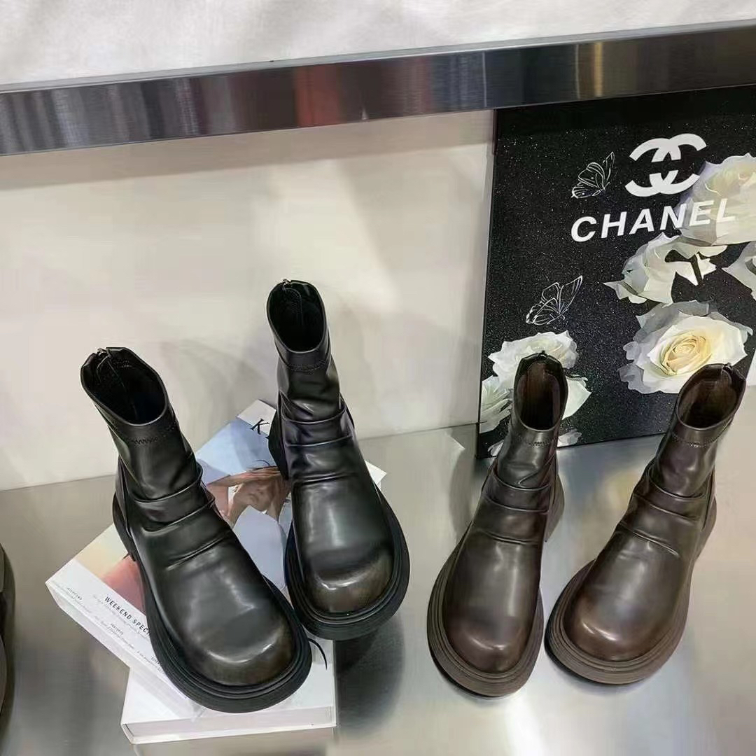 （拉萨发货 邮政包邮）韩版复古擦色堆堆靴增高小短靴时尚百搭弹力