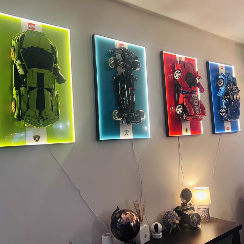 装饰【不含积木车】迈凯伦P1跑车模型上墙展示相框挂画拼装配套成品