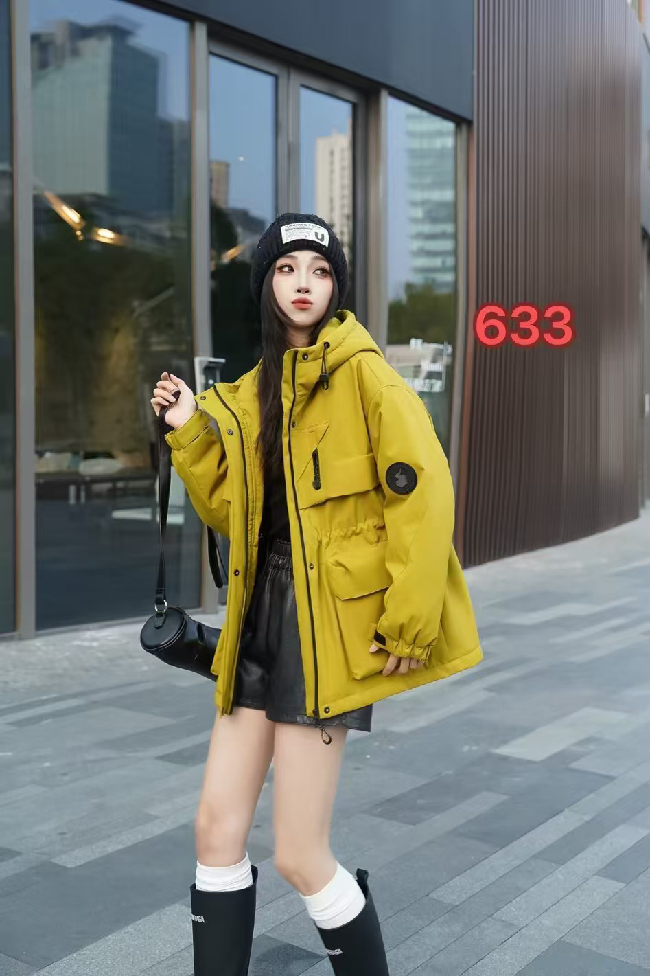 633 秋冬连帽收腰羽羽冲锋衣外套