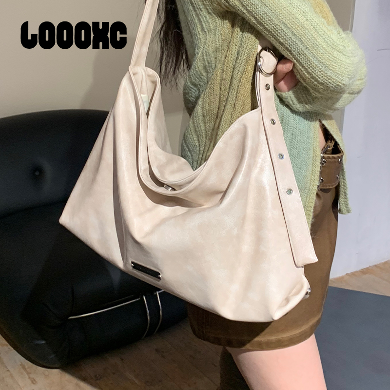 路小船原创复古hobo包大容量托特包单肩包小众慵懒风包包百搭女