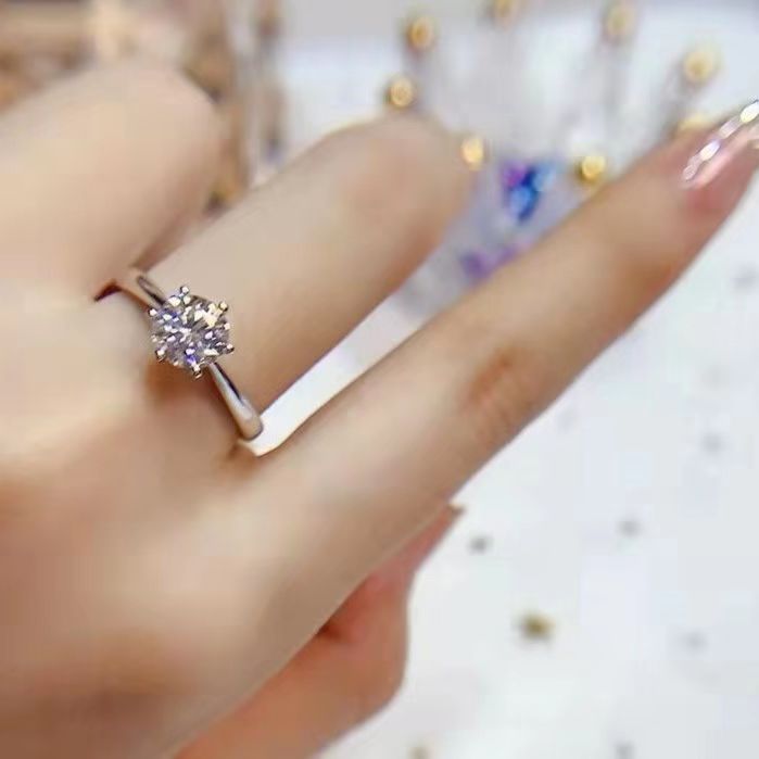 时尚六爪活口戒指可调节戒指女款手工女士情侣结婚