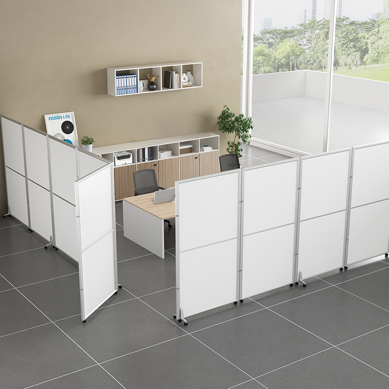 白色活动玻璃隔断安装车间移动折叠屏风挡板口腔牙科诊所遮挡墙