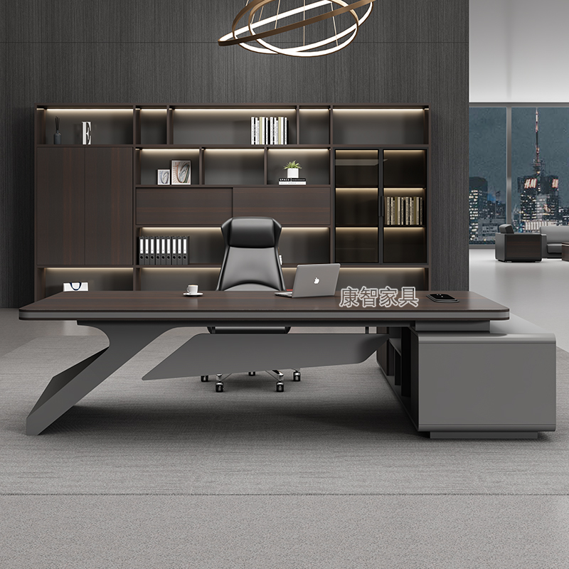 老板桌简约时尚轻奢风总裁主管办公结实桌椅组合大班台办公室家具