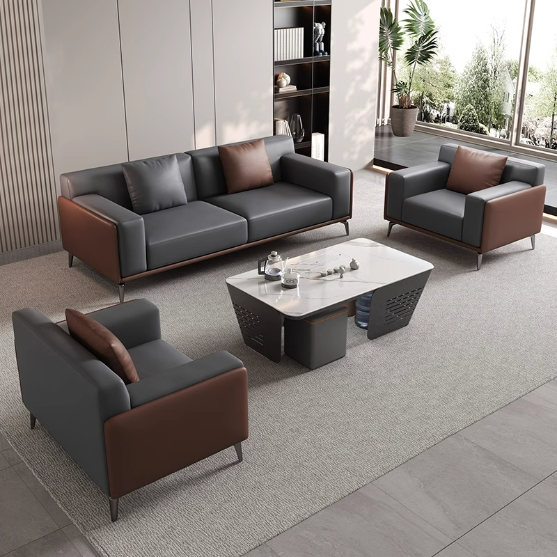 办公室沙发商务会客室老板接待现代简约功夫茶几组合沙发舒适套装
