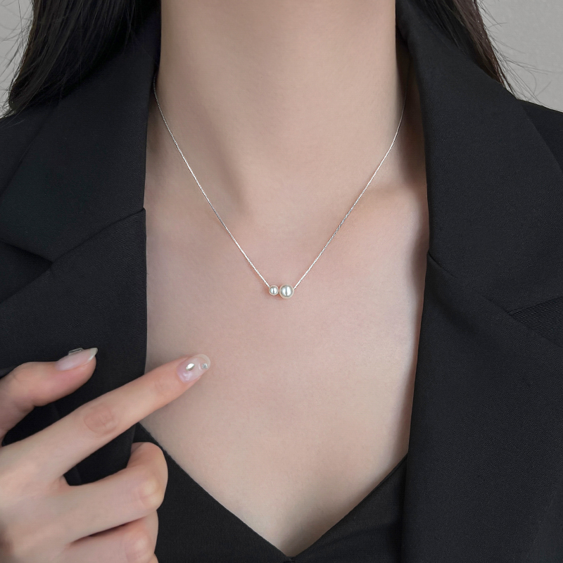 链子925银仿珍珠 s925纯银珍珠项链女2023新款轻奢锁骨高级感饰品