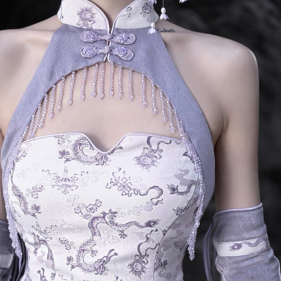 【沉香引】龙纹中华风新中式盘口挂脖旗袍显瘦小上衣中国风旗袍