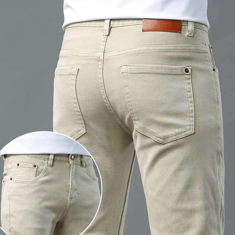秋冬款牛仔裤男士修身小直筒弹力加厚简约百搭纯棉休闲欧货长裤子