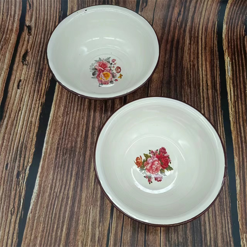 【瑕疵款/花朵随机发】粉丝抽奖福袋加厚搪瓷双料小盆1个吃饭面盆