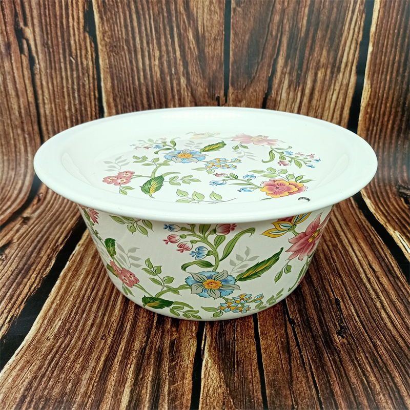 搪瓷盆带盖特厚平盖盆老式怀旧猪油盆带盖饺子肉馅盆和面盆熬药盆