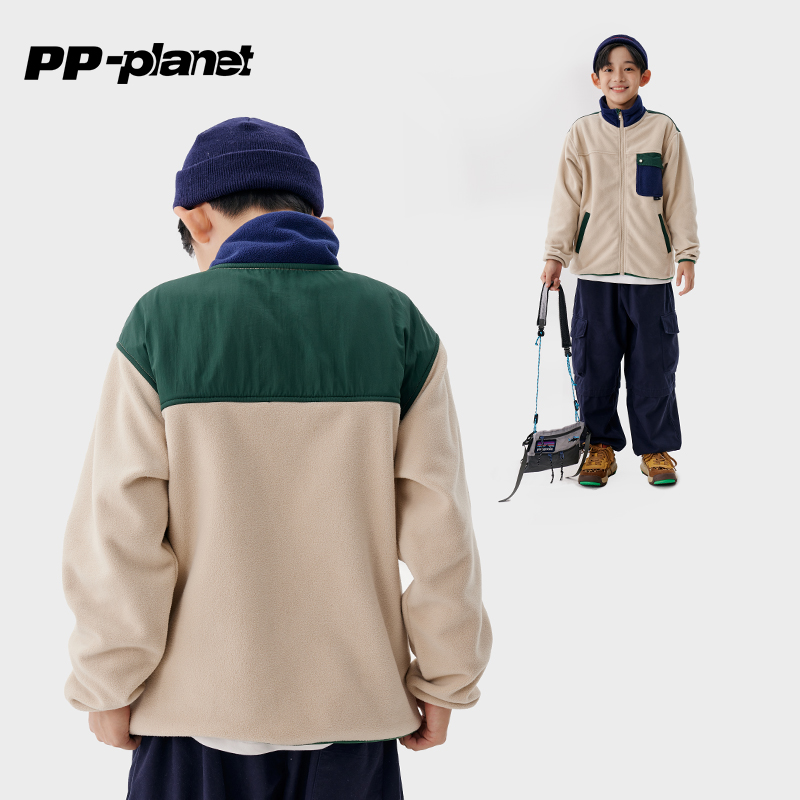 PP星球男童环保保暖双面摇粒绒外套儿童中大童秋冬新款上衣潮