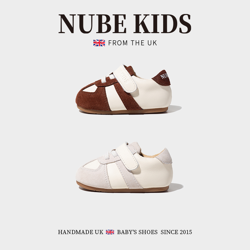 英国NUBE2024春秋男女童小童1-3岁软底防滑稳步鞋复古潮流阿甘鞋