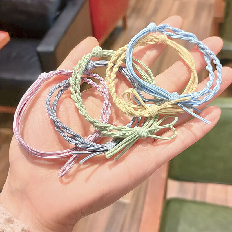 马卡龙色手工编织头绳发圈简约清新小皮筋高弹力闺蜜发绳扎头发女